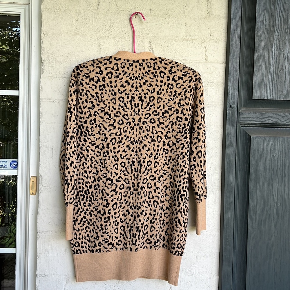 J. Crew Leopard Print Relaxed Fit Cotton/Wool V-Neck Cardigan Size XS - Picture 9 of 16